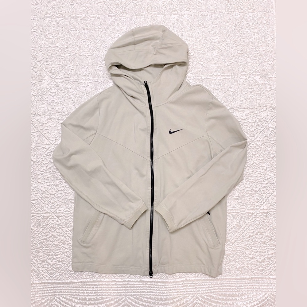 Nike Dri Fit Mens Jacket Showtime Full Zip Hooded Beige Medium